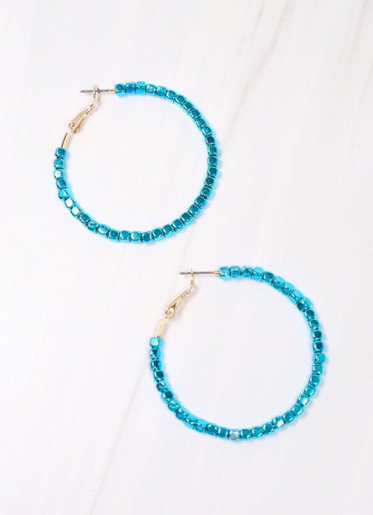 Marcus Metallic Hoop, Turquoise