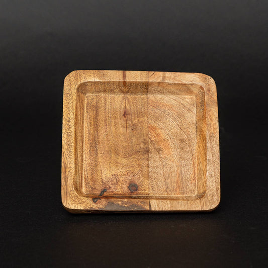 Small Natural Wood Square Tray