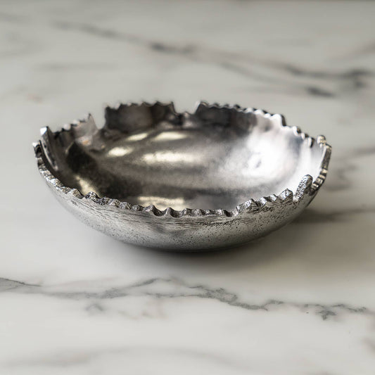 Textured Silver Bowl w/ Torn Edges