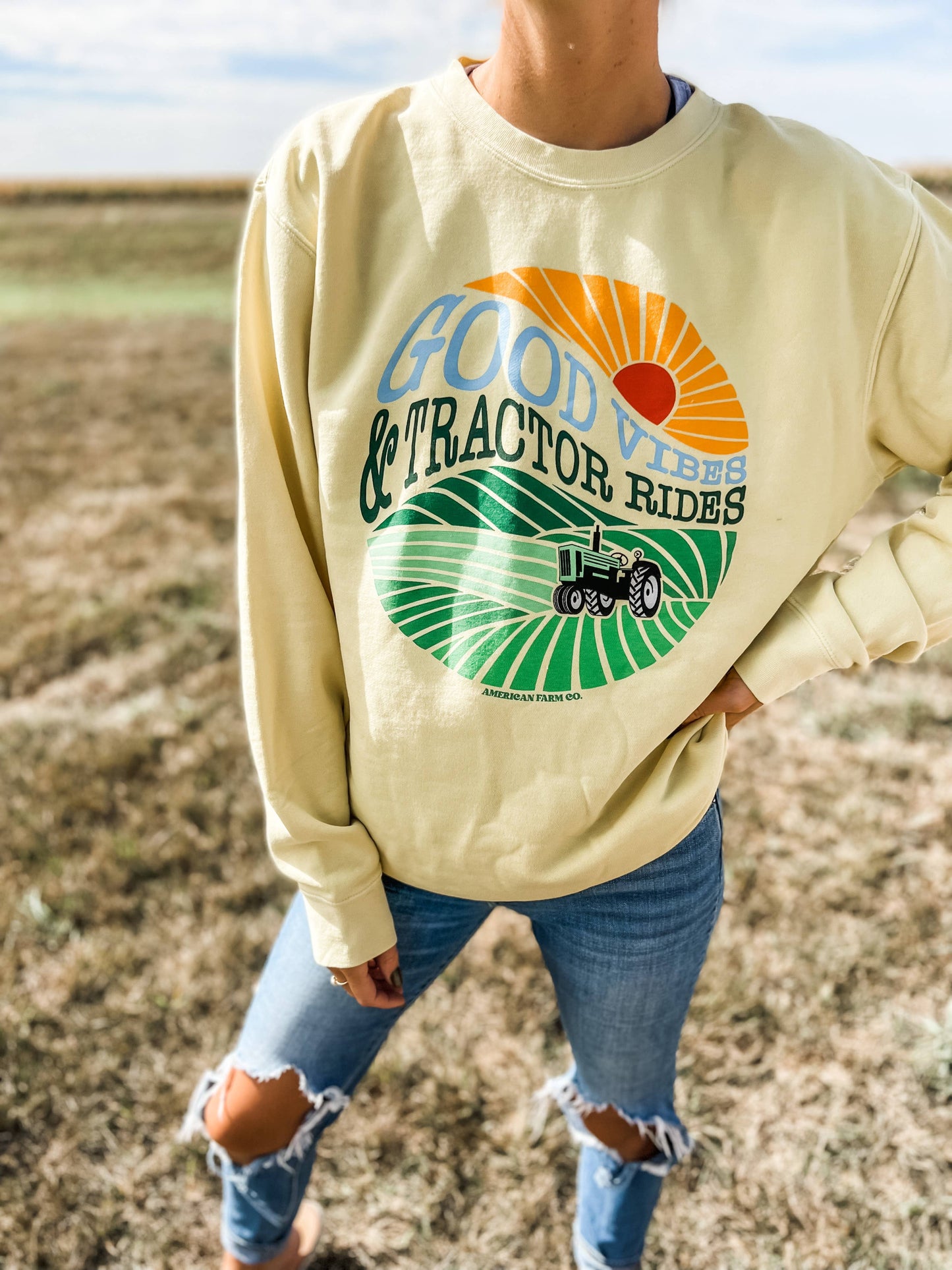 Good Vibes Tractor Rides Crewneck