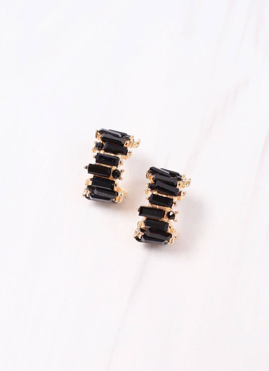 Goldstein Stone Hoop Earring BLACK