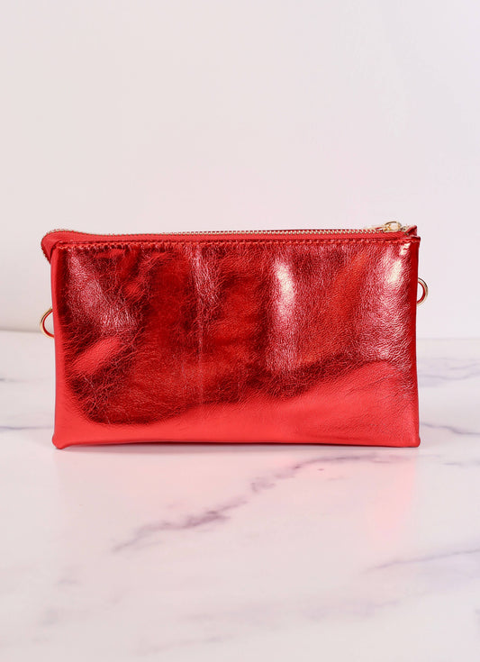 Liz Crossbody Bag, Metallic Red