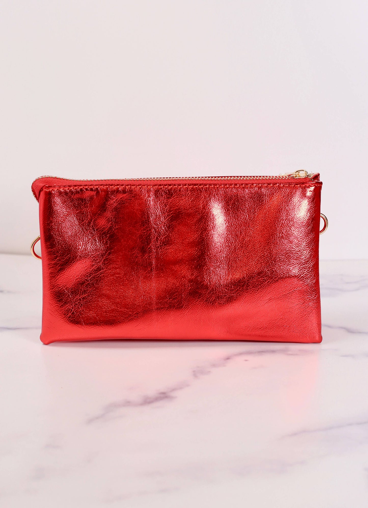 Liz Crossbody Bag, Metallic Red